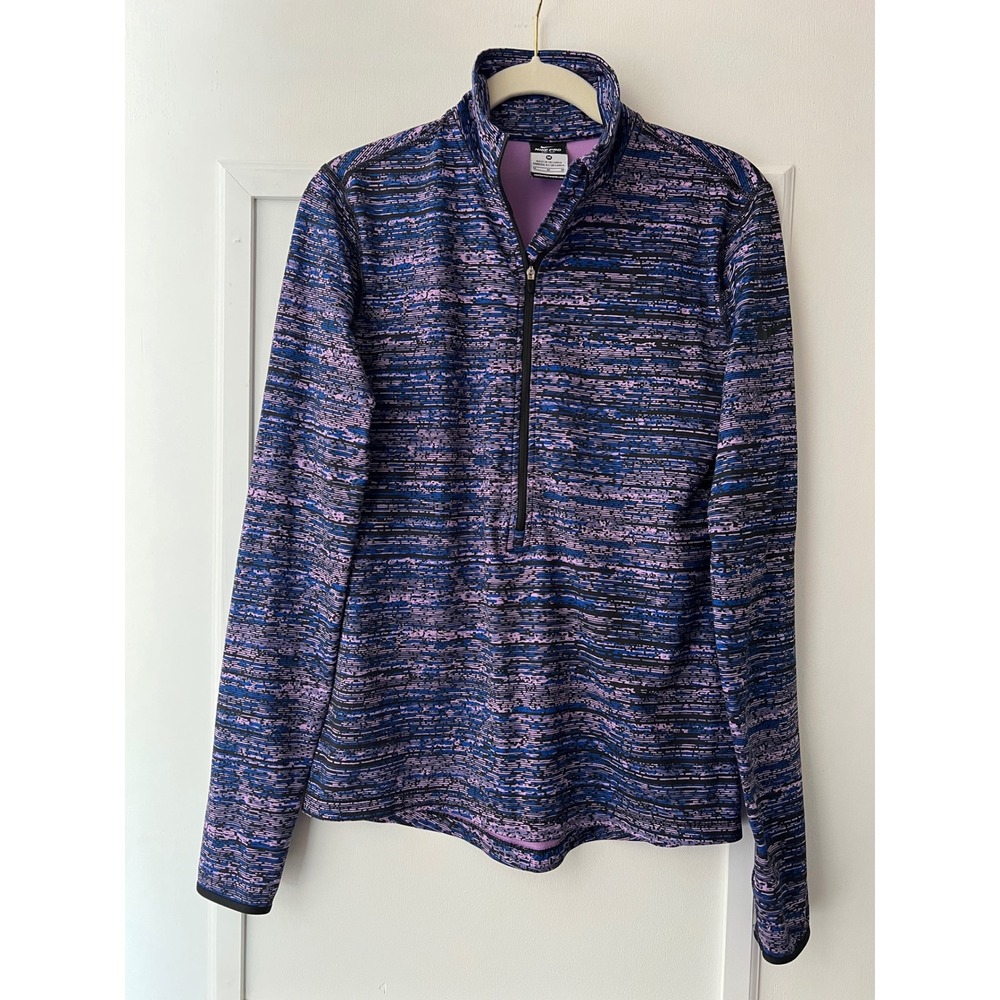 Nike Pro Hyperwarm Dri-FIT Half Zip Pullover Purple Blue Space Dye Womens Medium